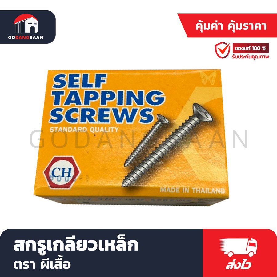 สกรูเกลียวเหล็ก ตราผีเสื้อ หัวหนา (Pan head) (ขั้นต่ำ 5 กล่อง)